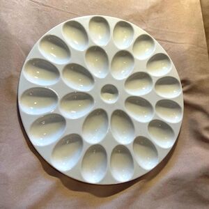 White Ceramic Deviled Egg Platter